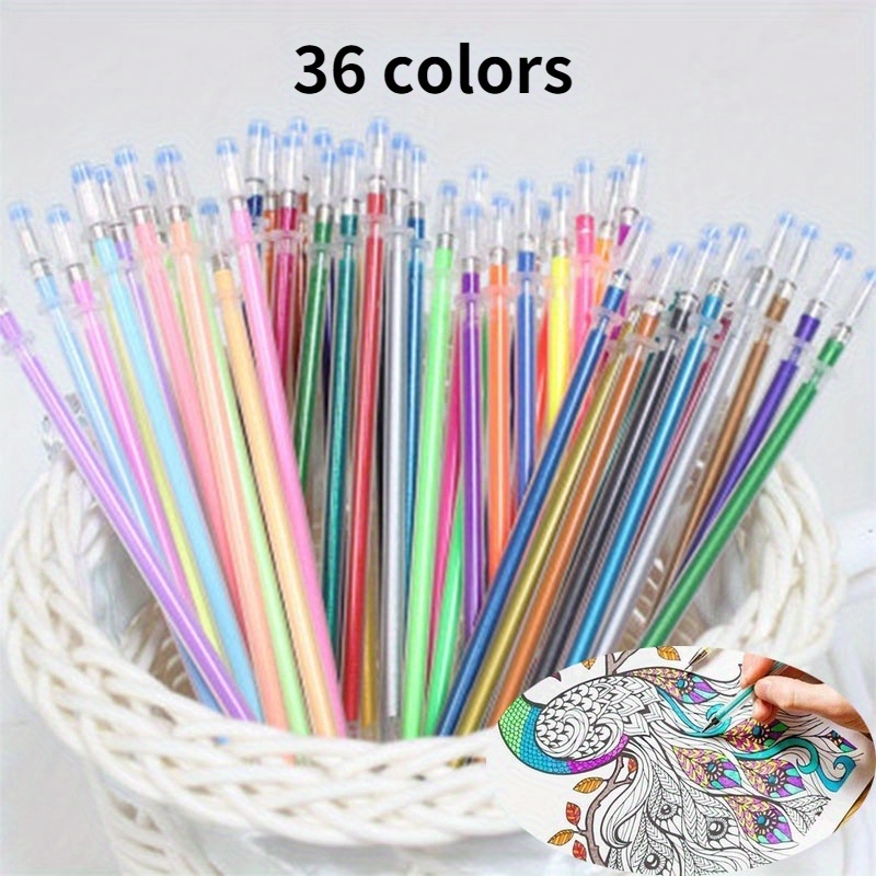 48 Colors Gel Pens Set Rollerball Ballpoint Pastel Neon Glitter