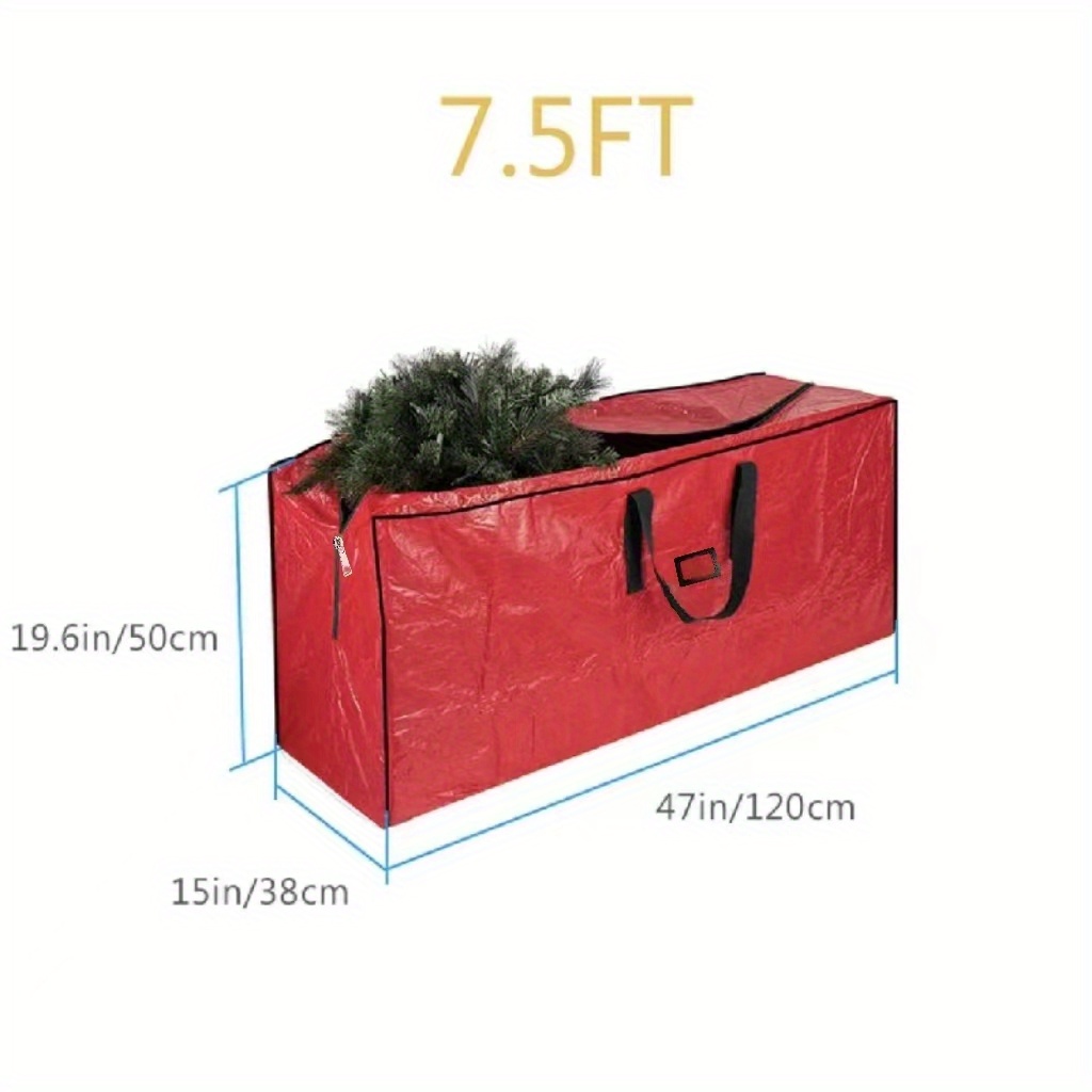 1 paquet de grand sac de rangement pour sapin de Noël épais, peut contenir  des arbres artificiels démontés jusqu'à 9 pieds/7,5 pieds de haut avec  poignées renforcées durables et double fermeture éclair