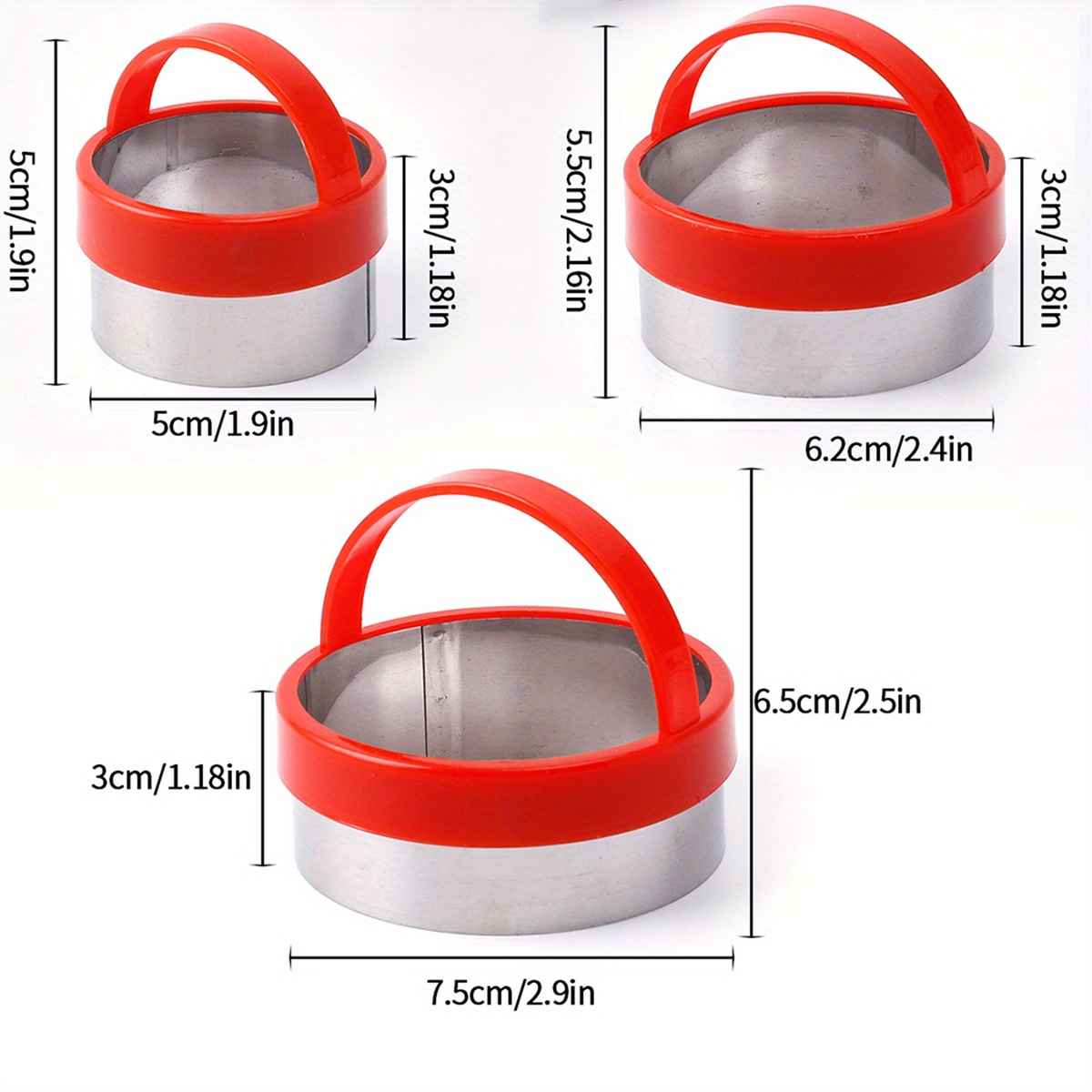 E-shop 3 Stücke, Runde Keks Ausstechformen Mit Griff, Candy Mold, Keksformen, Ausstecher, Kuchen Dekorieren Formen, Backwerkzeuge, Küchengeräte,