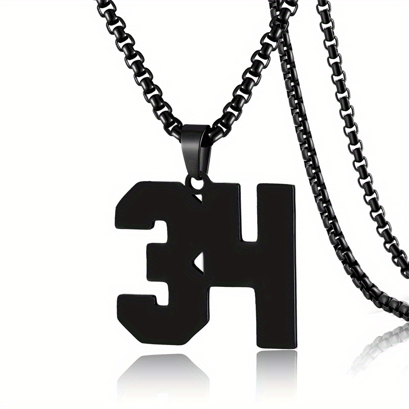 1pc 20-39 Number Necklaces For Athletes Men Boy Sports Jersey Number Stainless Steel Number Pendant Chain Baseball Basketball Football Team Inspiration Jewelry