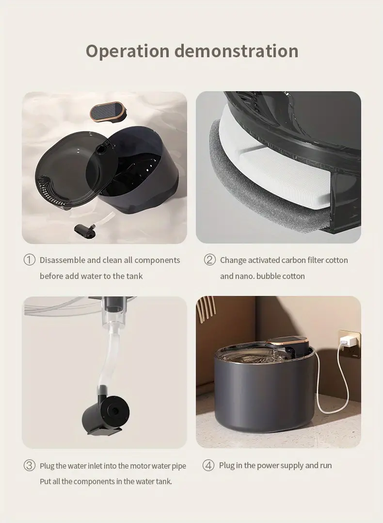 Pet Wasserspender, 3L Großraum-Automatik-Katzenwasserspender Hund USB-Ladewasserspender Details 12