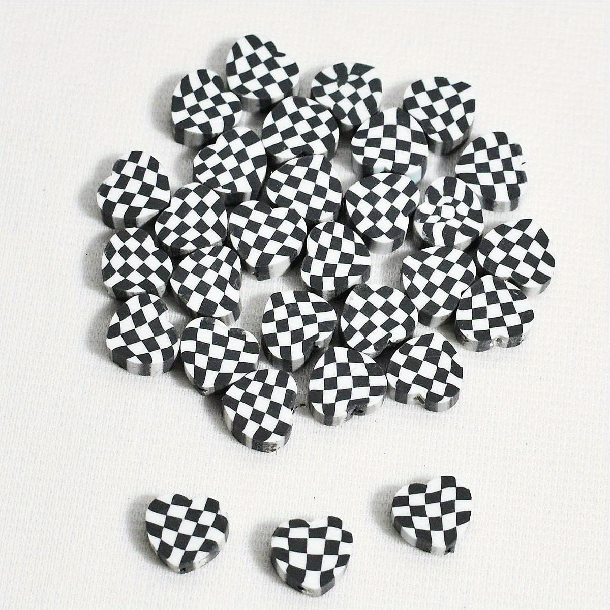 Polymer Clay Beads Black And White Checkerboard - Temu