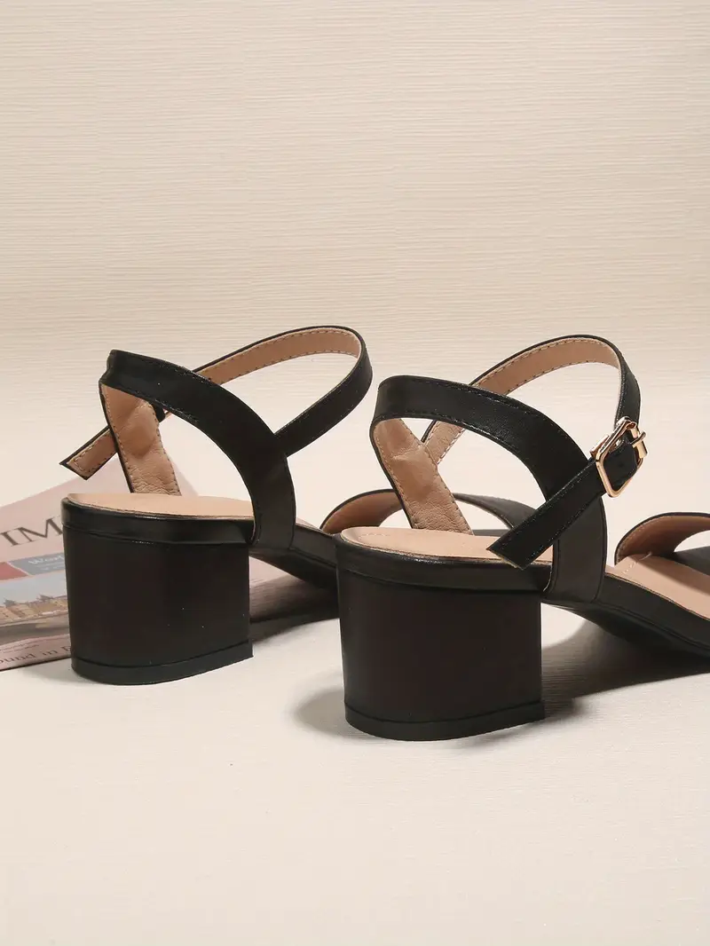 Women s Rhinestone Block Low Heel Sandals Fashion Open Toe details 12