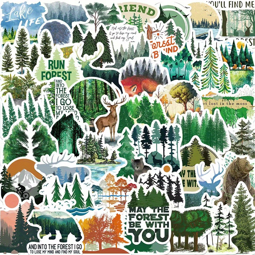 Green Forest Stickers Pack, 50pcs, Aesthetic Vinyl Decals, Stickers For  Hydro Flask, Water Bottle, Skateboard. Forest