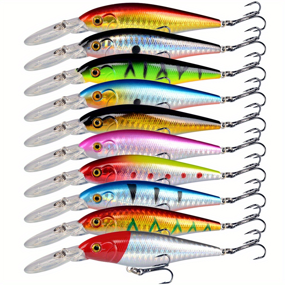 Image of 10pcs Minnow Lure 11cm 10.5g With Treble Hook Swimbait Lures Floating Crankbaits Fishing Lure For Walleye Carp Tackle