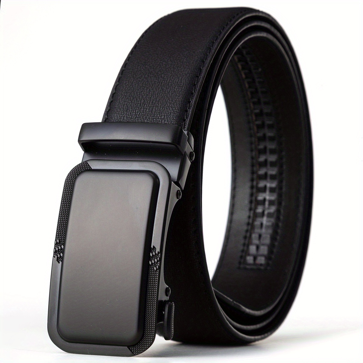 Fashion Mens Black Automatic Buckle Pu Belt Suit Uniform Dress Belt ...