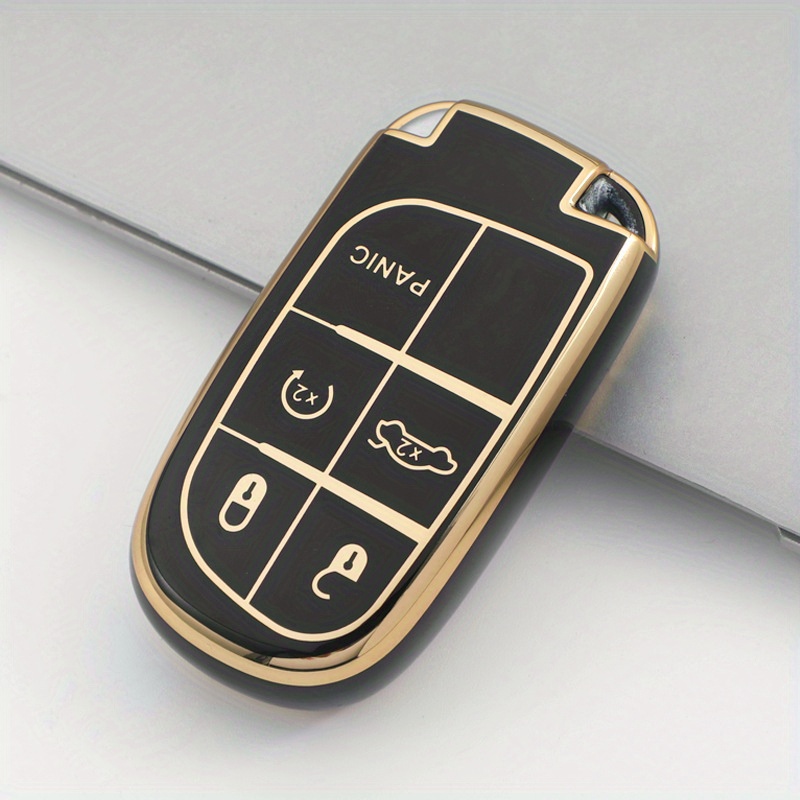 1set Car Key Case & Rhinestone Decor Keychain Compatible With Fiat