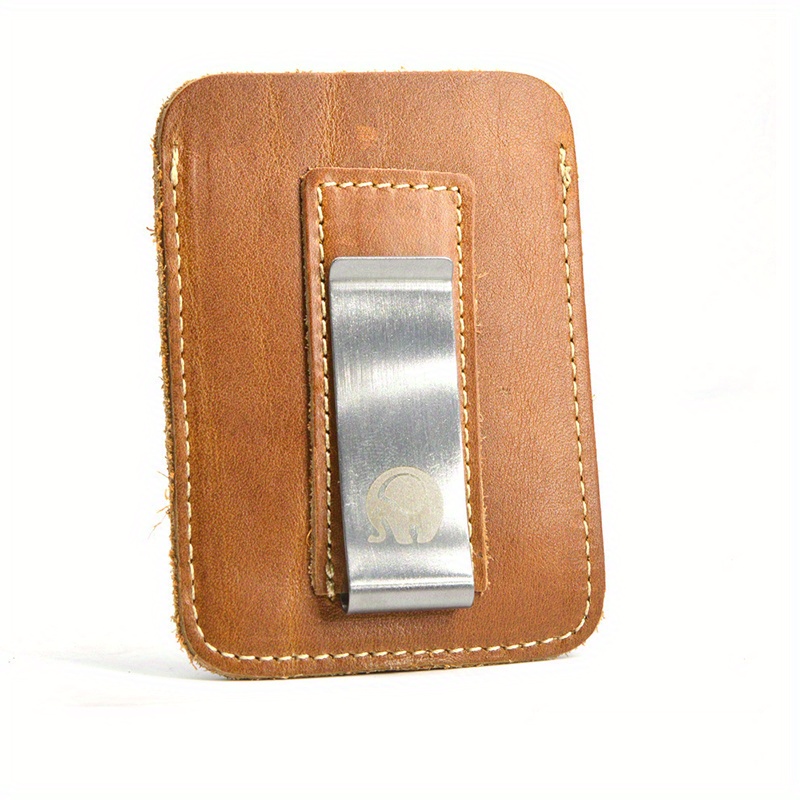 Men's Leather Wallet with Elephant Money Clip