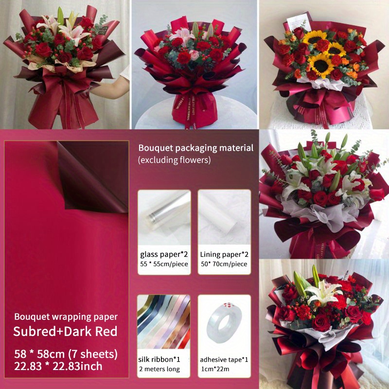 10pcs 35x50cm Love Rose Paper Flower Package Flower Paper Bouquet Diy  Materials Flower Materials