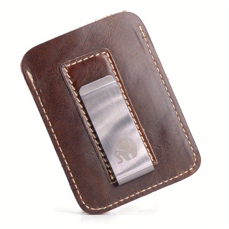 Men's Leather Wallet with Elephant Money Clip