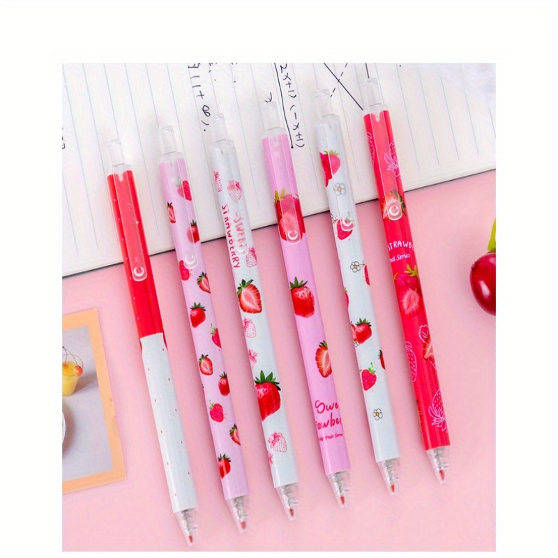 XianNv RNAB0BD4S8TV3 xiannv 6 pcs strawberry pen cute school supplies cute  pens kawaii black gel pens retractable priting pen stationery set pen f