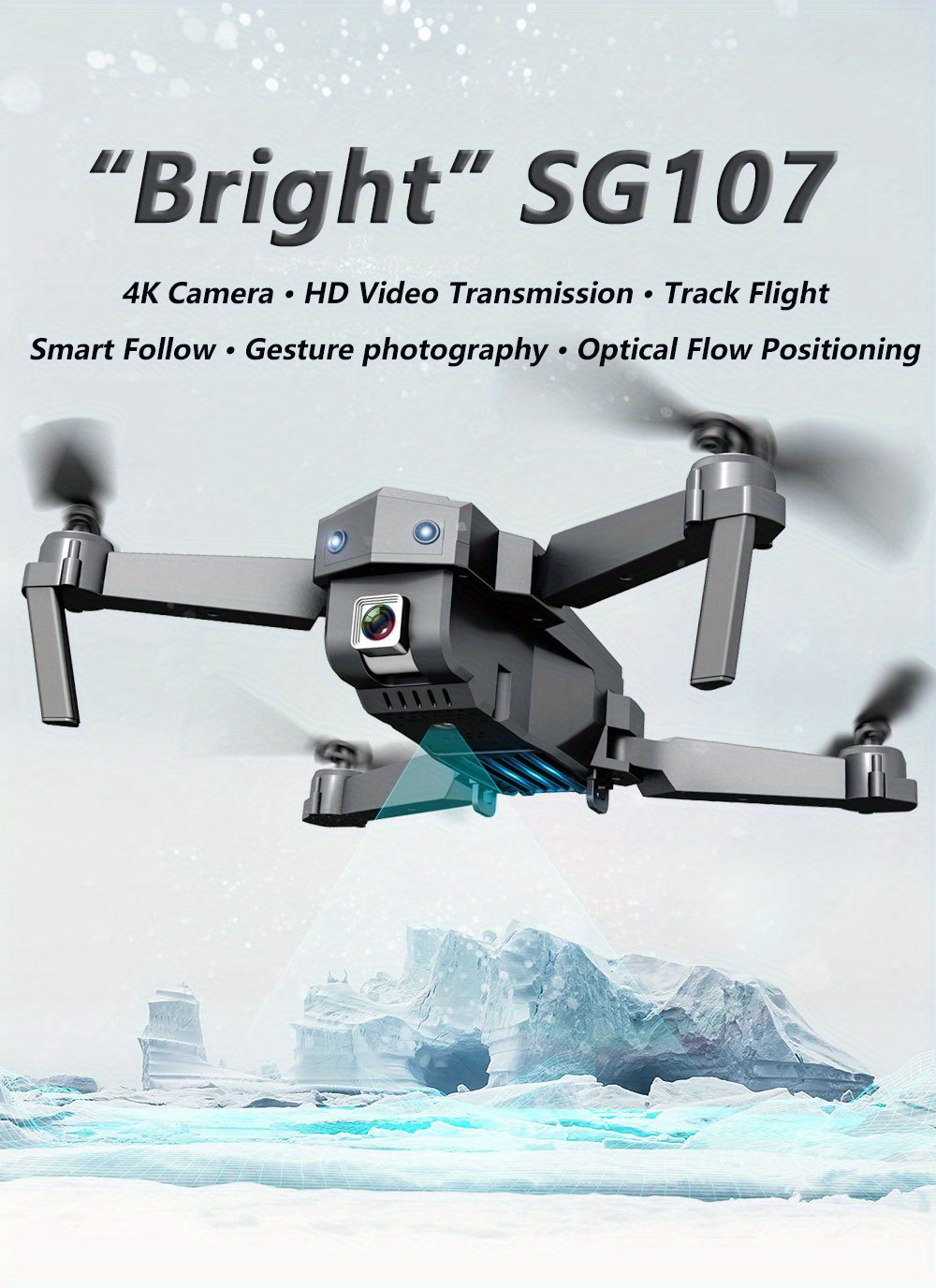 outdoor drone with hd dual camera for aerial photography steady altitude hovering optical flow position 360 surround flying trajectory flying folding design details 0