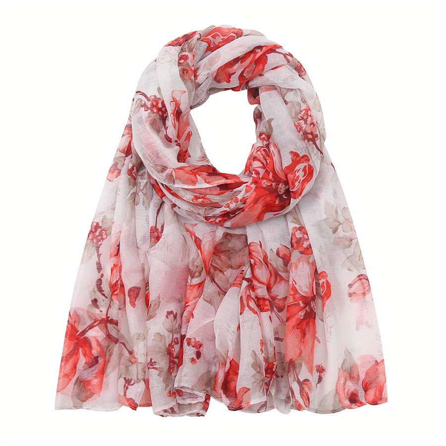 Women Vintage Flower Tassel Travel Shawl Scarf