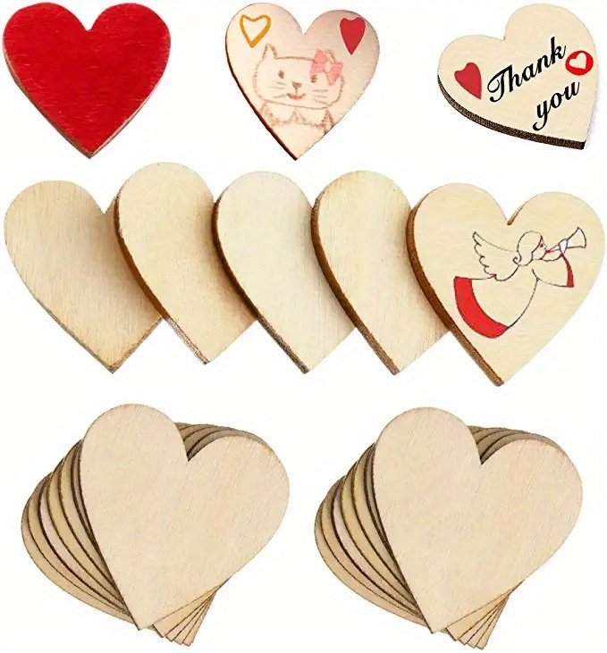 120pcs Wood Heart Slices, 2in Wooden Blank Heart DIY Crafts Slices For  Valentine's Day, Birthday, Party, Wedding, Home Decoration