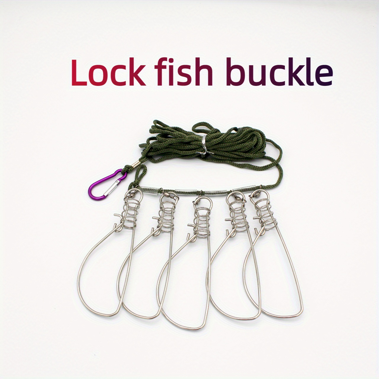 1pc Stainless Steel Fish Stringer Clips Live Fish Lock Buckles With Fishing  Rope And Carabiner Fishing Accessories