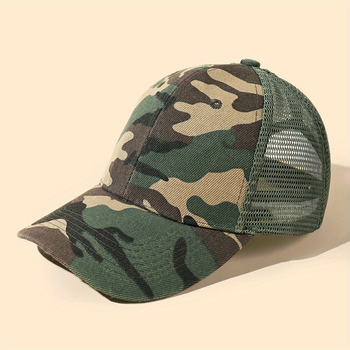 Foldable Mesh Trucker Hat - Army Green, Adjustable, Sun Protection - For Hiking, Fishing, Beach, Outdoor Sports