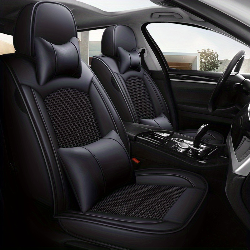Car Seat Cover Breathable Mesh Pu Leather Seasons Universal - Temu