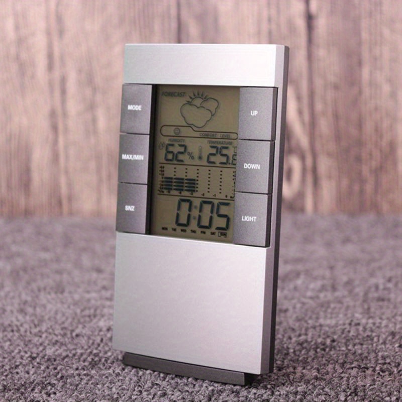 1pc Lcd Clock Wireless Weather Alarm Clock Indoor Outdoor Thermometer