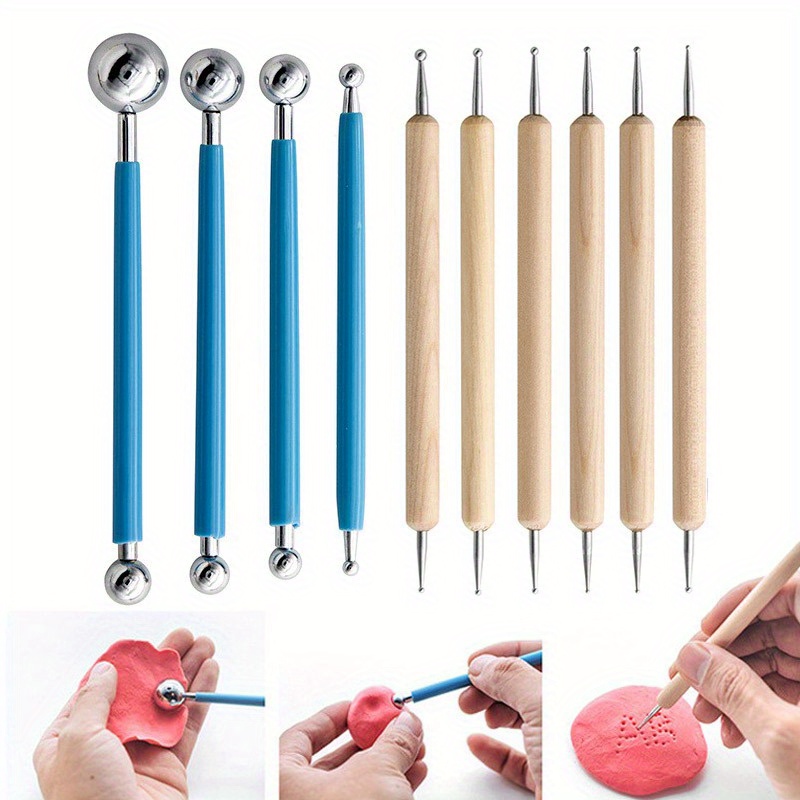 Pottery Clay Sculpting Tools Wooden Pottery Carving Tool Set for Painting  Pottery Clay Modeling Embossing Nail Art DIY 