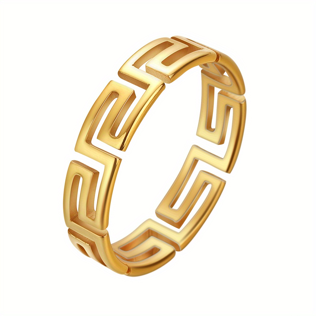 Men's Stainless Steel Geometric Pattern Stacking Rings
