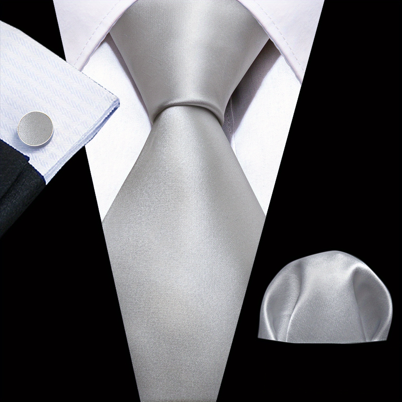 Barry Wang Men's Tie Cufflinks Handkerchief Set