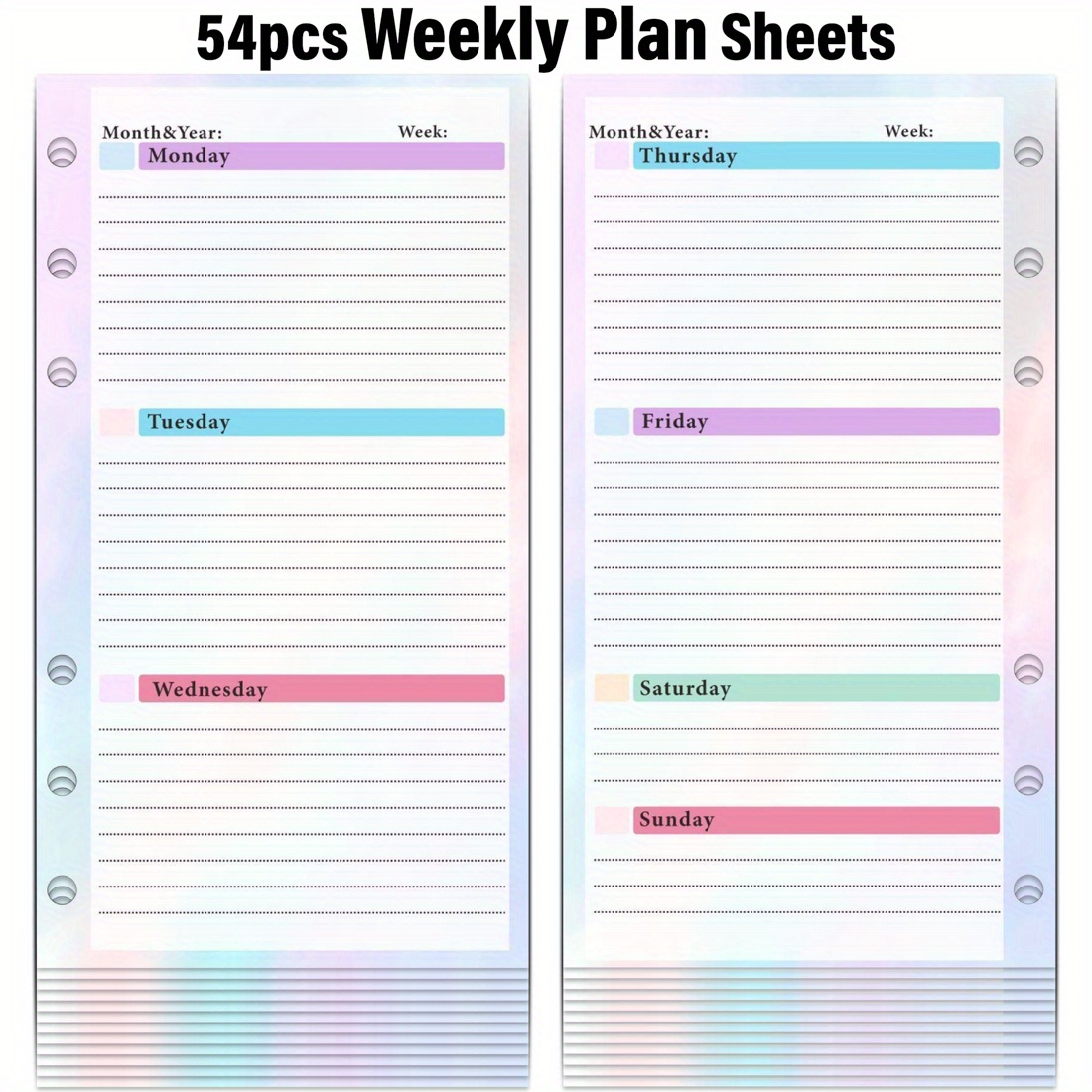 6 Holes Binder Planner Inserts, Weekly Monthly Planner Inserts for A6  Budget Binder Cover, Money Envelopes