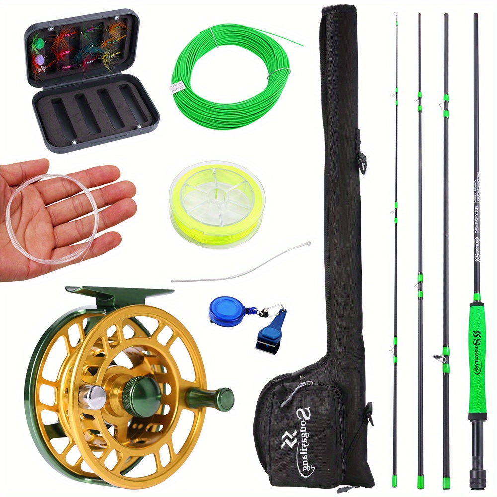  Sougayilang Fly Fishing Rod and Reel Combo, 4 Pieces Ultra  Lightweight Portable Fly Rod and CNC Machined Aluminum Alloy Reel Complete Starter  Package with Rod Bag-#5/6 : Sports & Outdoors