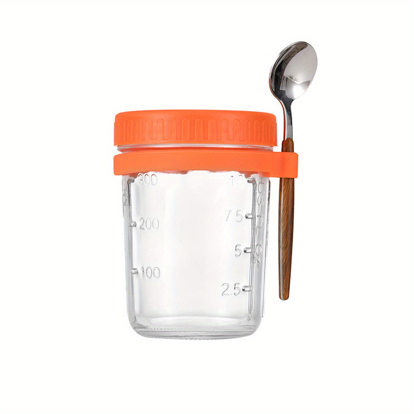 1pc Glass Overnight Oat Cup Portable Yogurt Cup With Spoon And Lid