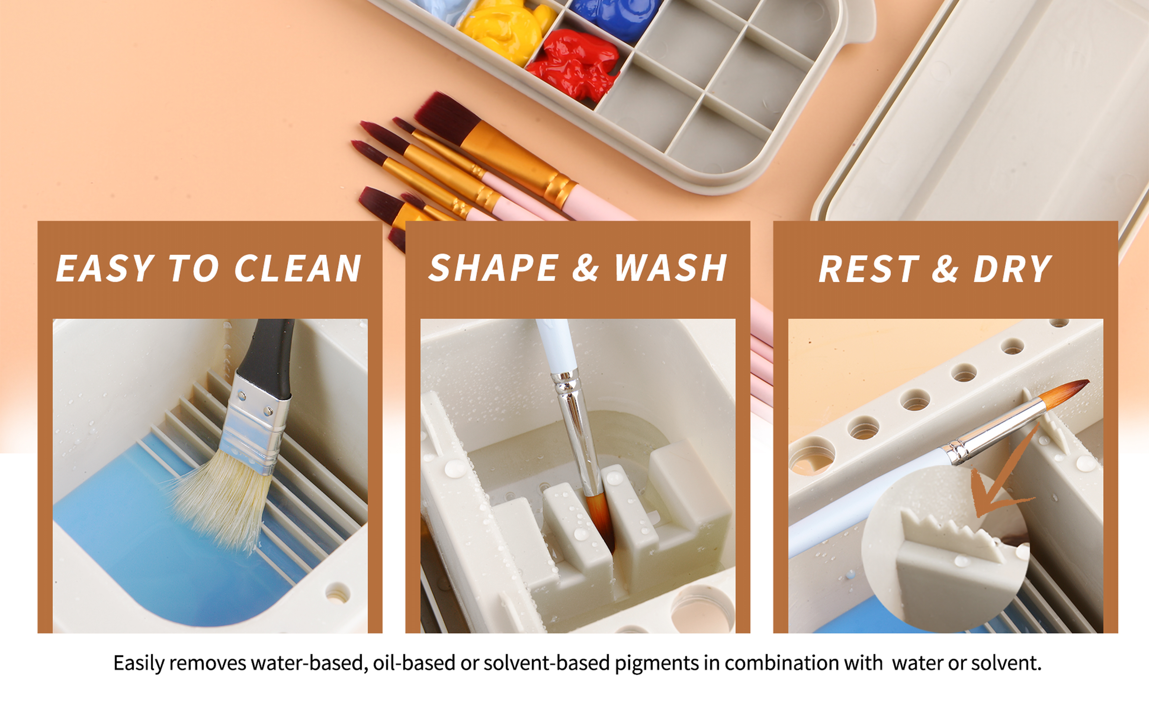 Multi use Paint Brush Basin With Brushes Holder washer trays - Temu