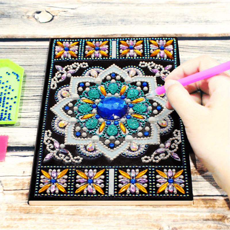 Diy Artificial Diamond Painting Notebook Point Diamond - Temu