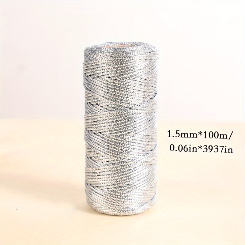 Silver Twine String,100M Silver Thread Twist Ties with Coil,Silver Metallic  String for Christmas String,Polyester String Jewelry Cord, DIY Craft