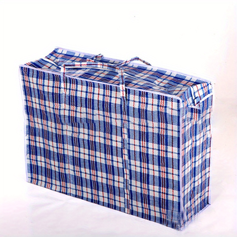 jumbo plastic checkered storage laundry shopping bags w. zipper