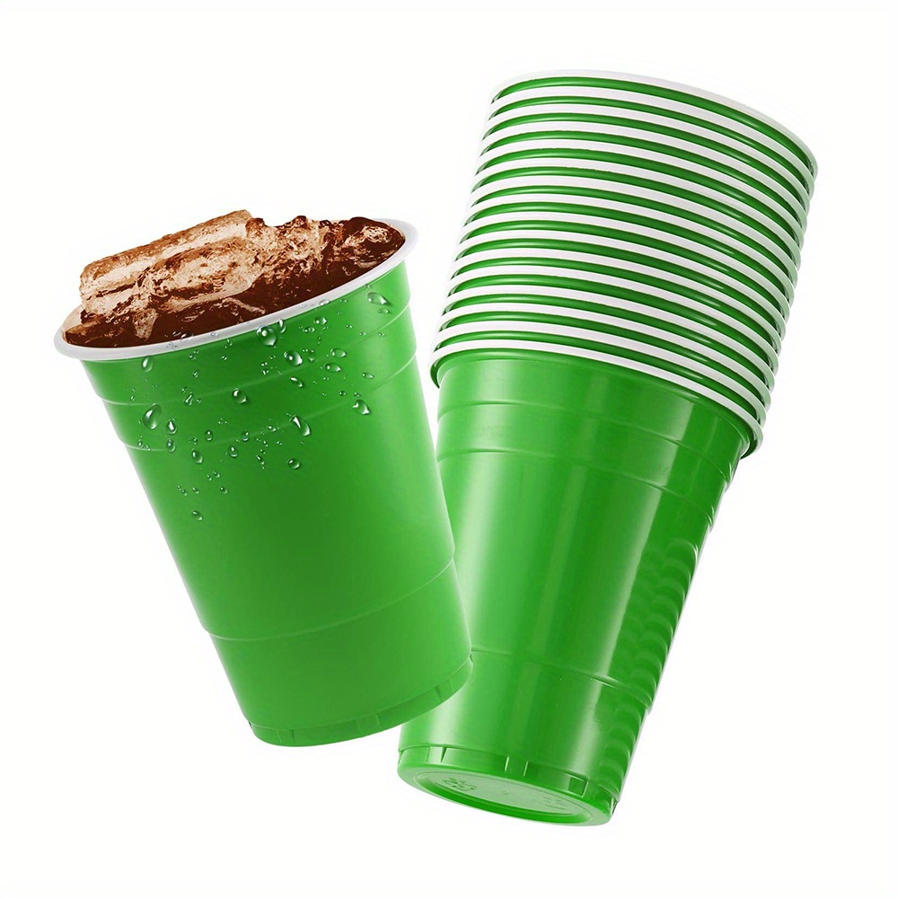 Green Disposable Plastic Cups [100 Pack 16 oz.] Party & Fun Pong Cups -  Durable Cups for Water, Beer…See more Green Disposable Plastic Cups [100  Pack