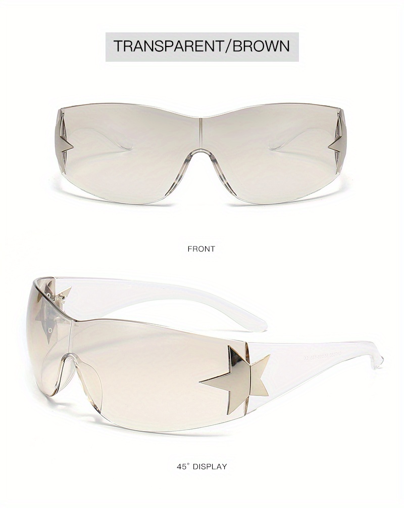 Rimless Y2k Sunglasses Women Men Trendy Shield Wrap Around Temu Australia