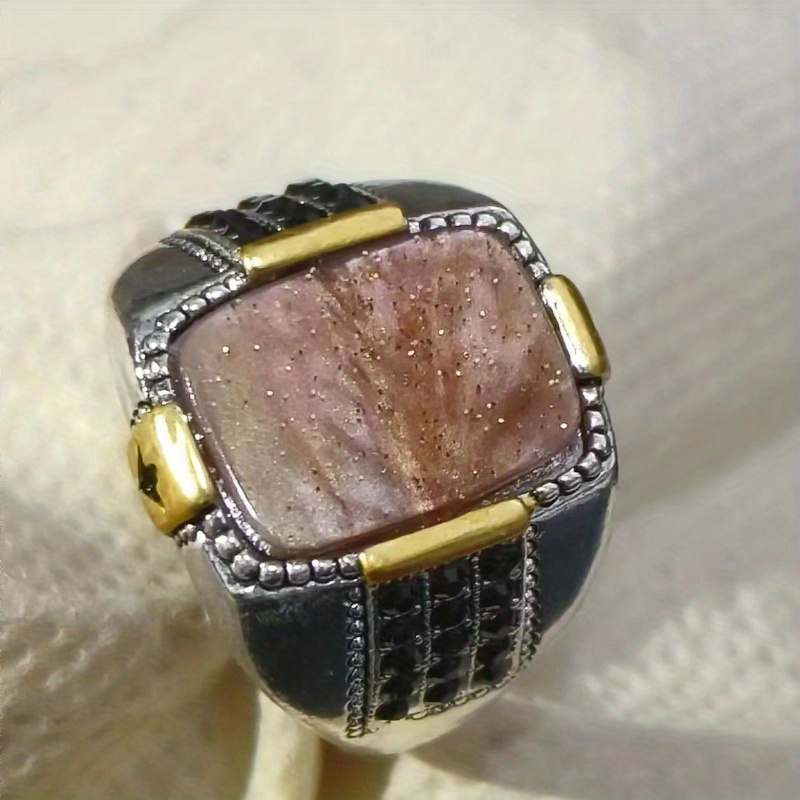 Vintage Men's Tiger Eye Gemstone Ring, Unique Design
