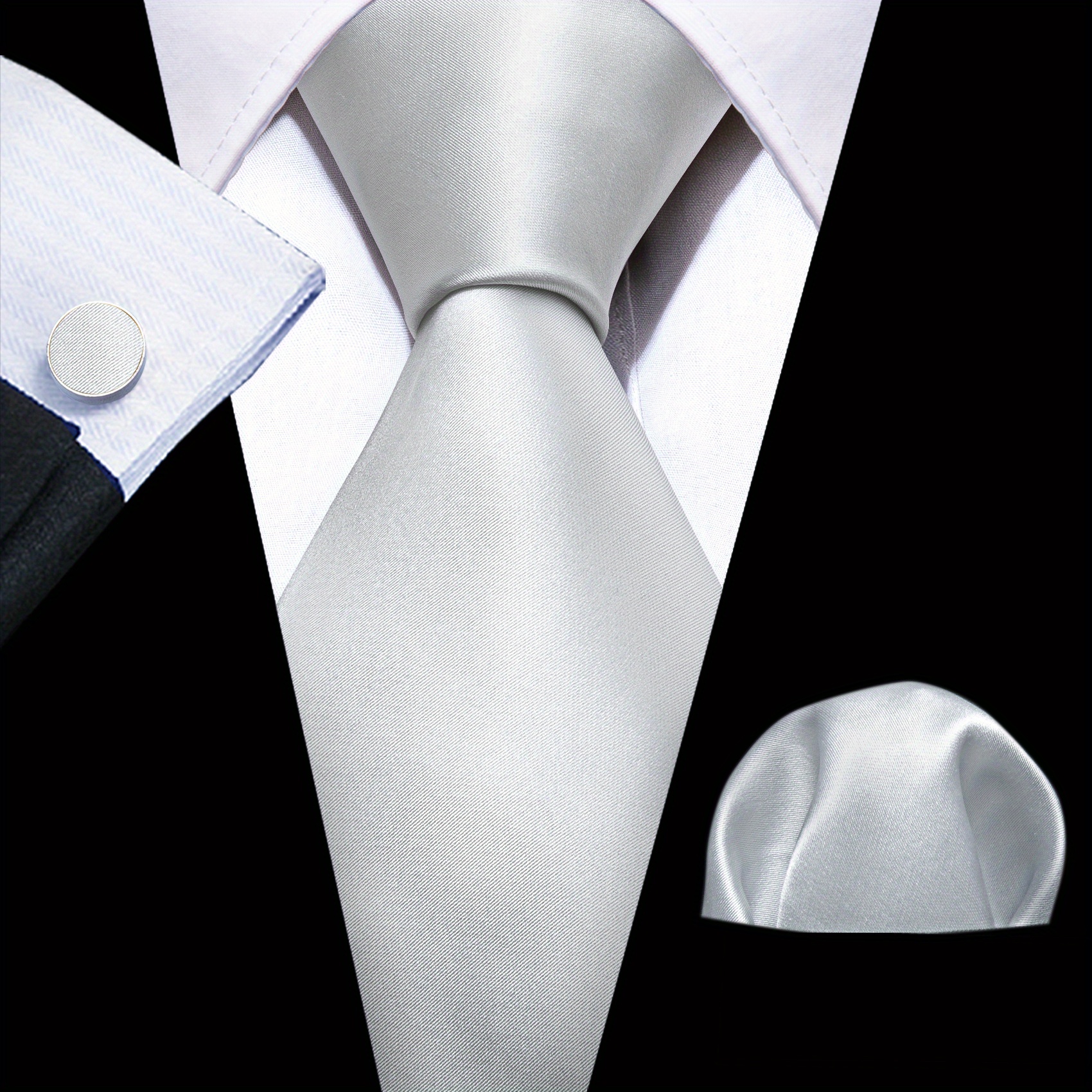 Barry Wang Men's Tie Cufflinks Handkerchief Set
