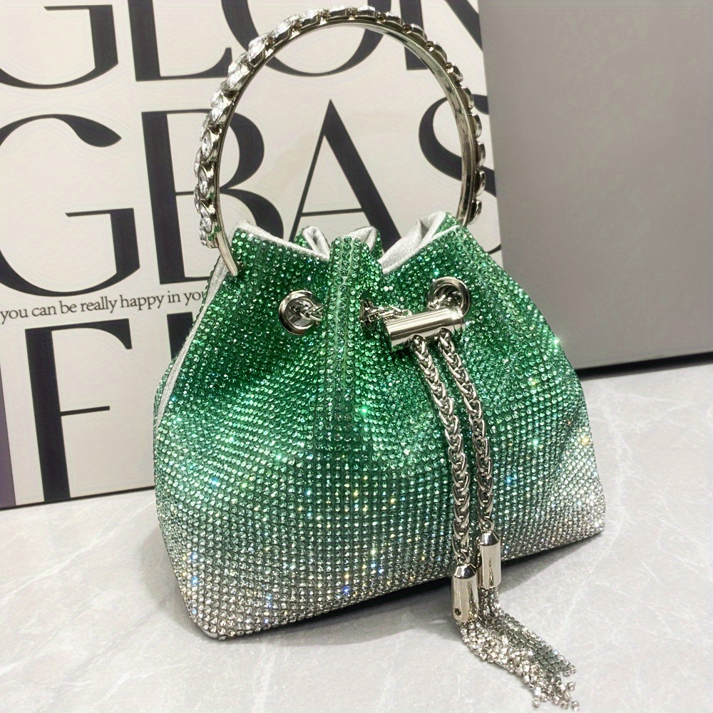 Holographic Sequin Decor Bucket Bag With Purse