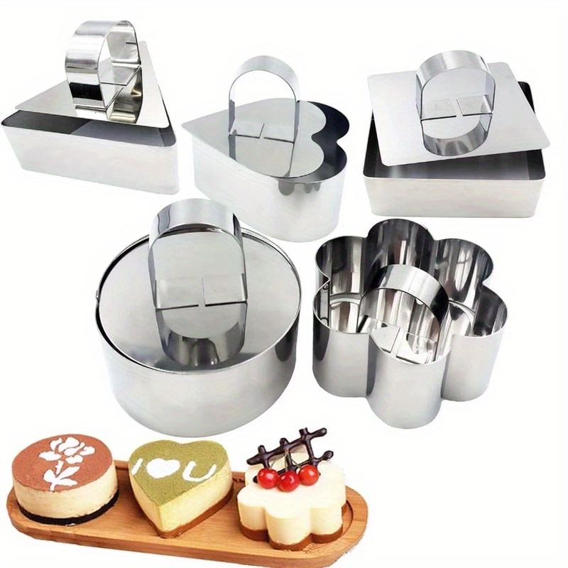 1pc stainless steel round cake ring mold for diy cupcakes salads and desserts   decorating and baking details 4