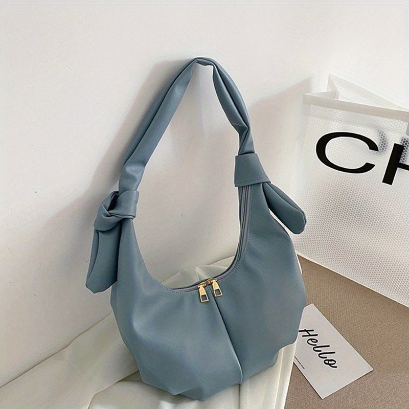 Cloud Ruched Crescent Bag Underarm Shoulder Purse For Women