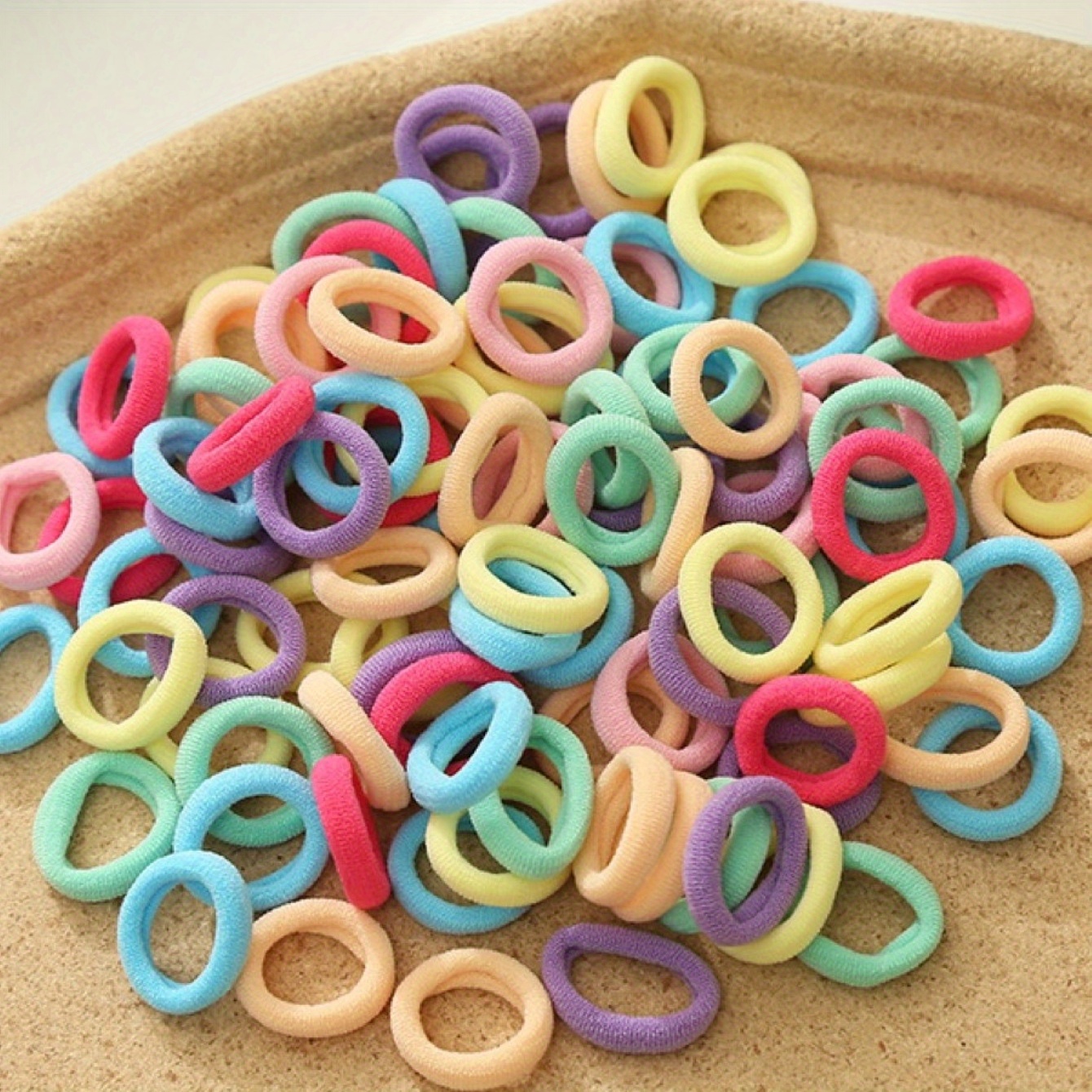 50pcs/container 4cm Diameter Nylon Seamless Solid Color Hair Ties
