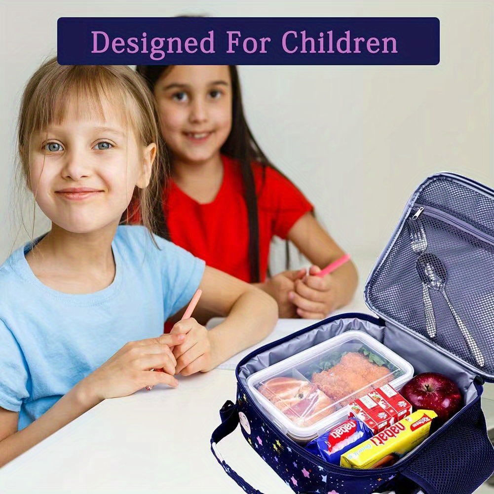 Kids Lunch Box Insulated Kids Lunch Bag for School,Lunch Box for Girls Kids  with Adjustable Shoulder Strap&Bottle Holder,Girls Lunch Box with Durable  Zipper Pockets ,Keep Food Cold&Warm for Long Time 