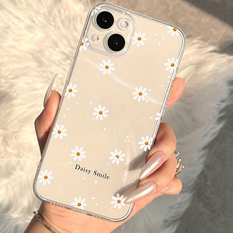 transparent small chrysanthemum drought resistant mobile phone case for iphone details 2