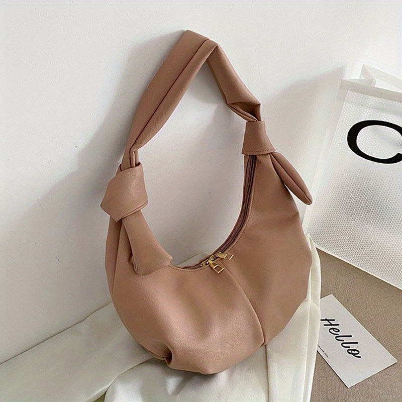 Cloud Ruched Crescent Bag Underarm Shoulder Purse For Women