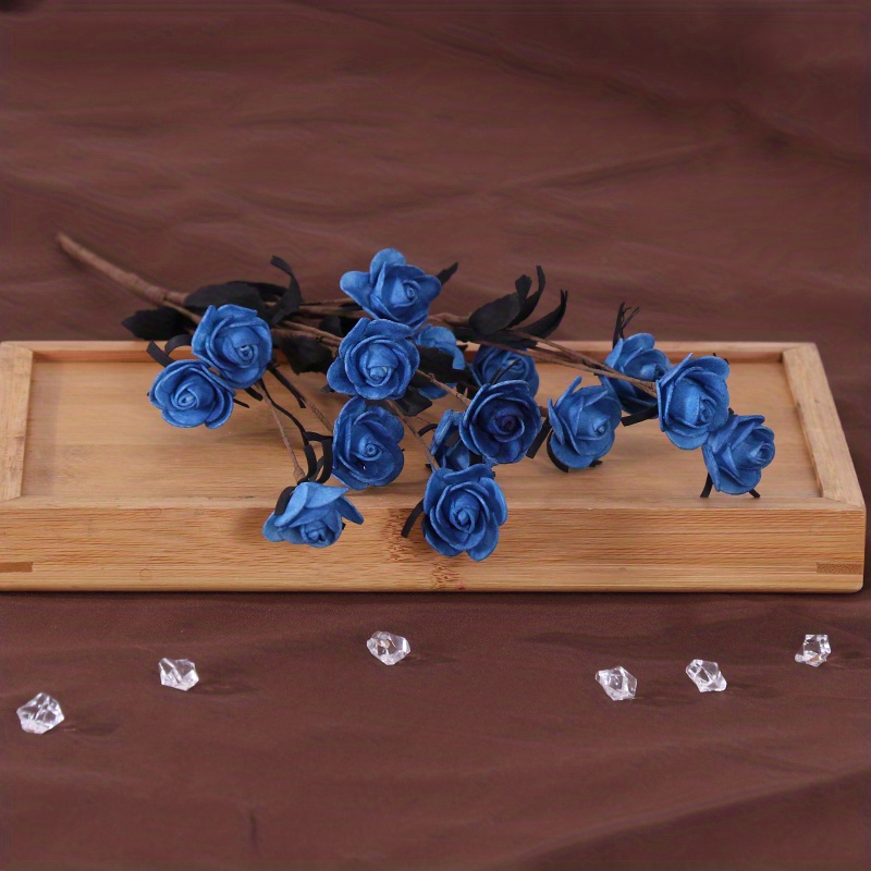 Artificial Silk Flowers Mini Rose Craft Flowers - Dark Blue