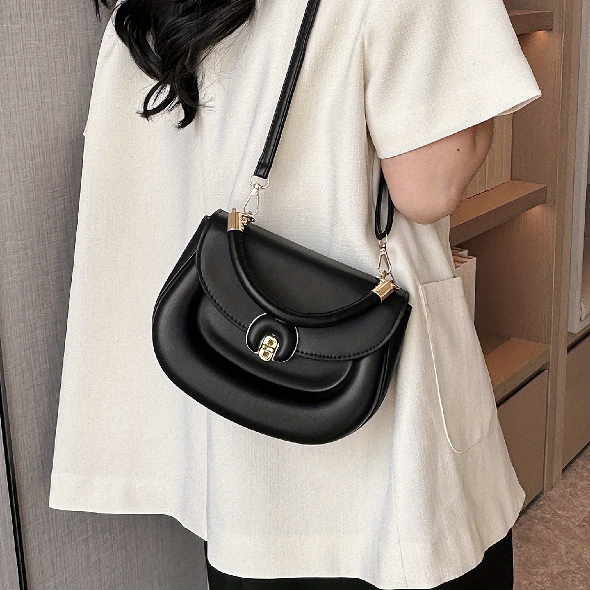 Flap Shoulder Bag Solid Crossbody Top Handle Handbag