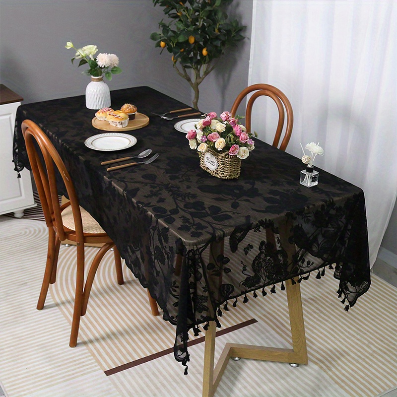 Linen Tablecloth With Tassel Household Stain Resistant - Temu