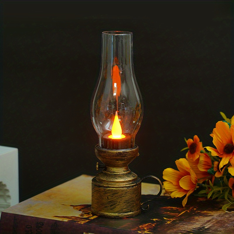 Retro Led Kerosene Lamp Night Light Table Lamp Bedside Light - Temu