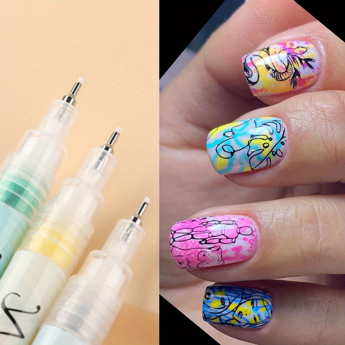 1 Acount Crayons Set For Nail Painting, Connect Stack And Build