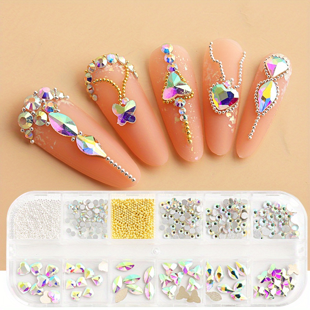 3d Flatback Mixed Shape Nail Decor Kit With Stiletto - Temu