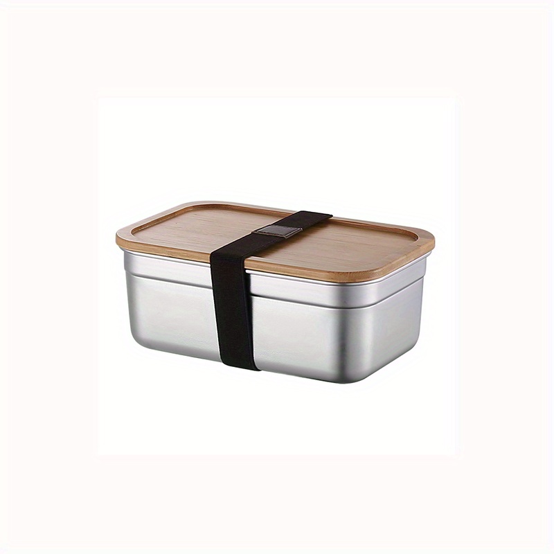 Single Layer Lunch Box With Bamboo Lid Microwaveable Bento - Temu